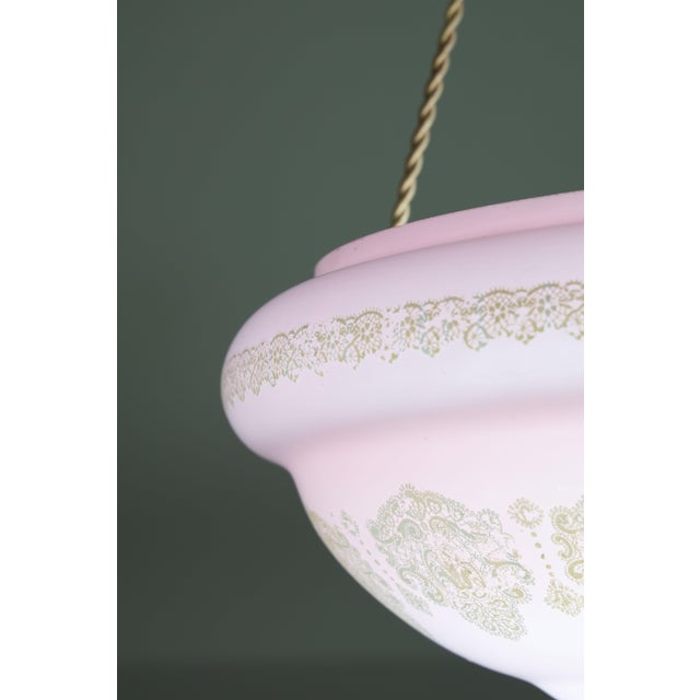 Italian Midcentury Pink Art Decò Vintage Glass Chandelier With Decorations, 1950 For Sale - Image 10 of 17