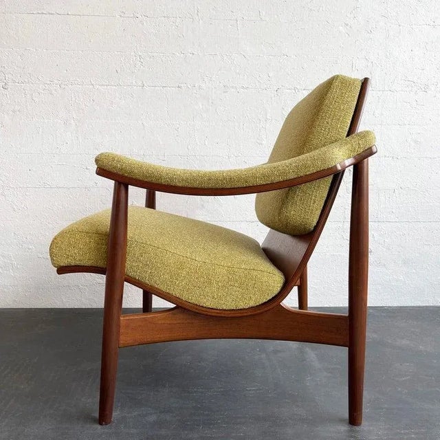 Thonet 1960s Mid-Century Modern Upholstered Scoop Bentwood Armchair by Thonet For Sale - Image 4 of 10