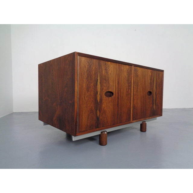 Rosewood and Leather Tambour Writing Desk by Gianfranco Frattini for Bernini, Italy, 1964 For Sale - Image 10 of 18
