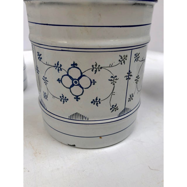 Vintage French Country Enamel Canister Set - Set of 6 | Chairish