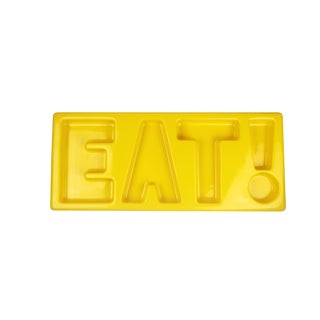 1970s Contemporary Yellow Molded Plastic Eat! Sign For Sale