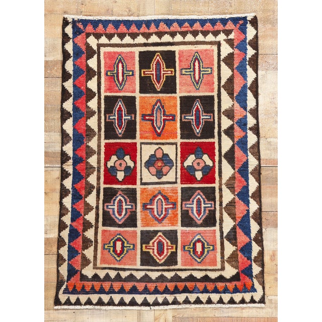 Vintage Persian Lori Checkerboard Rug - 04'00 X 05'07 For Sale - Image 9 of 9