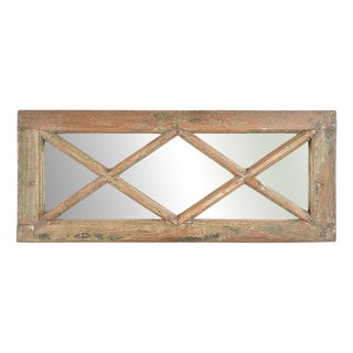 Antique Wall Mirror in Patinated Wood For Sale