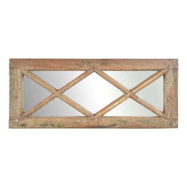 Antique Wall Mirror in Patinated Wood For Sale