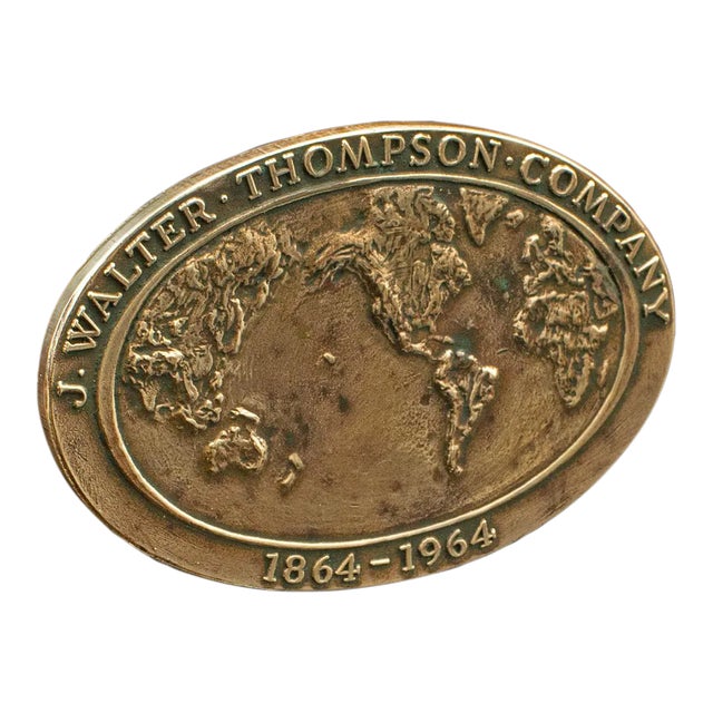 1960s Mid Century Vintage Centennial Medallion, American, Bronze, J Walter Thompson, Anniversary For Sale