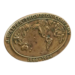 1960s Mid Century Vintage Centennial Medallion, American, Bronze, J Walter Thompson, Anniversary