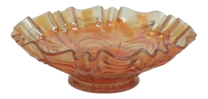 Fenton Cut Arcs Style Marigold Carnival Glass Candy Dish Bowlb