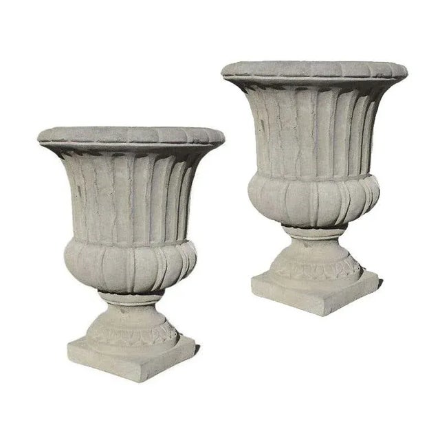 Two Large French Concrete Neoclassical Planters - a Pair For Sale - Image 4 of 5