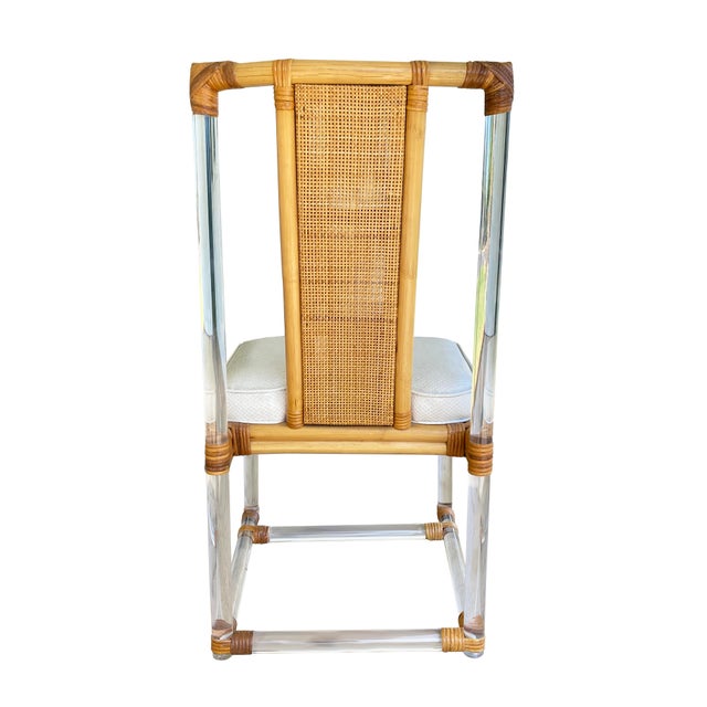 Wood Set of 3 Bamboo and Lucite Mid-Century Modern Dining Chairs For Sale - Image 7 of 11
