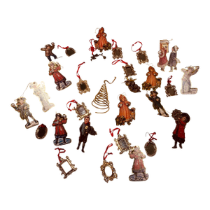 Vintage Collection of Holiday Decorations in Metal Paper Plush Textile