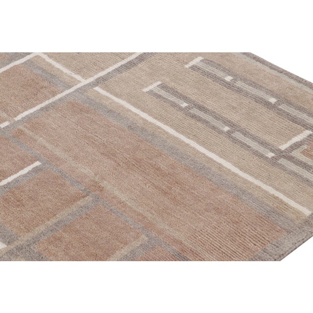 Late 20th Century Rug & Kilim’s Scandinavian Style Rug in Brown With Geometric Patterns For Sale - Image 5 of 7
