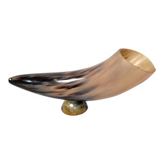 Original Midcentury Animal Blonde Horn Table Sculpture, Centerpiece Base 1970 For Sale