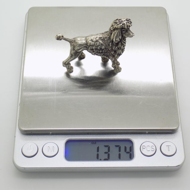 Vintage Italian Handmade Genuine Silver Poodle Dog Large Detailed Solid Figurine For Sale - Image 9 of 11