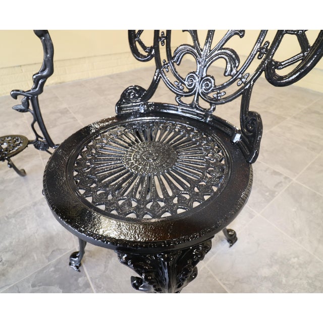 Late 20th Century Late 20th Century Victorian Revival Iron and Aluminum Garden Bistro Set, 3 Pieces For Sale - Image 5 of 15