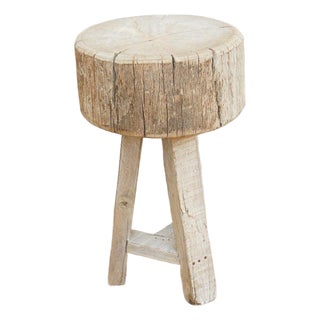 Reconstructed Weathered Wood Side Table For Sale