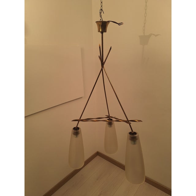 1950s Vintage Pendant Light with Twisted Brass Structure from Fontana Arte, 1950s For Sale - Image 5 of 18