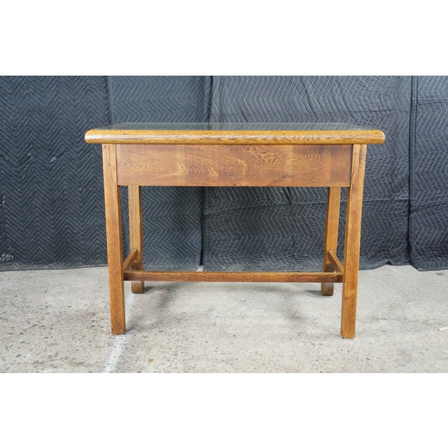 Antique American Empire Style Quartersawn Oak Library Table Console Writing Desk For Sale - Image 18 of 18