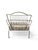 A handsome mid-century modern magazine rack in brass-toned metal, blending airy wireframe construction with a decorative...