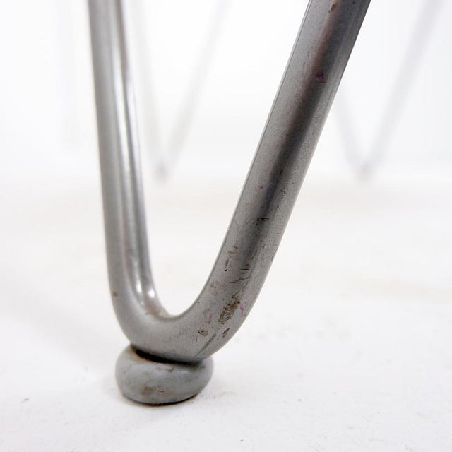 Vintage Wicker Stool with Gray Metal Hairpin Legs from Ikea For Sale - Image 3 of 8