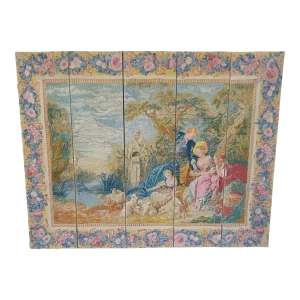 Era Reproduction Tapestry 5 Panel Dressing Screen Vintage De Rambouillet 'Le Nid'