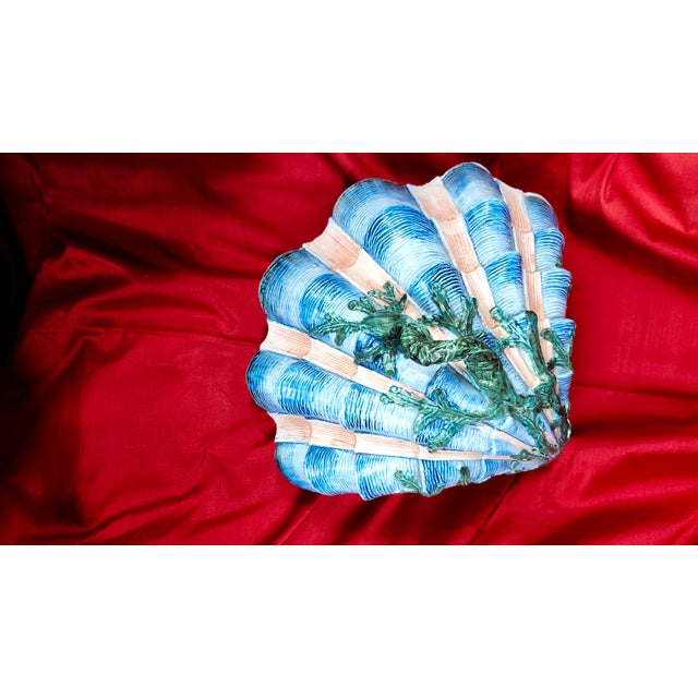 Etruscan Pottery Shell & Seaweed 37" Circumference Italian Seashell Majolica 2Oth Century For Sale - Image 12 of 18