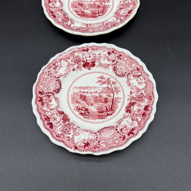 A Rare Pair of Antique Red Transferware Plates, “New York, Us”, Circa 1830’s For Sale - Image 10 of 12