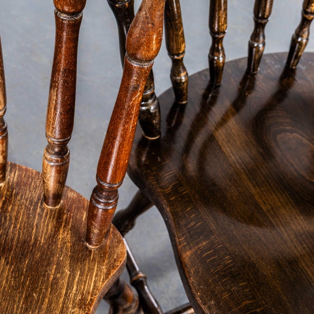Wood Vintage English Penny Public House Dining Chairs, 1970s, Set of 4 For Sale - Image 7 of 9