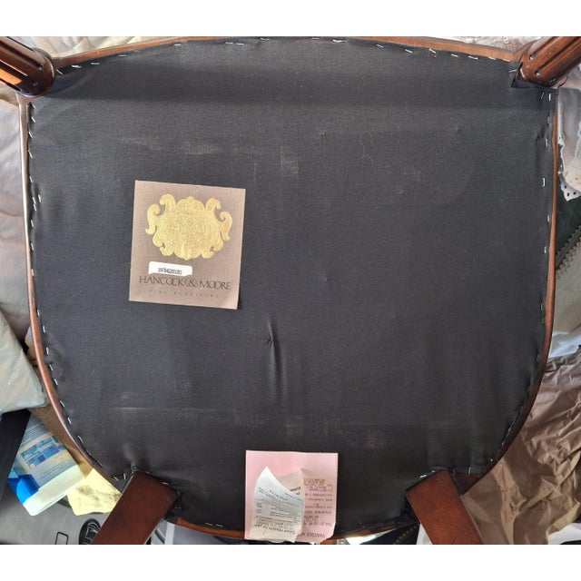 Pair of Hancock & Moore Georgian Style Mahogany and Blue Velvet Upholstered Chairs For Sale - Image 13 of 16