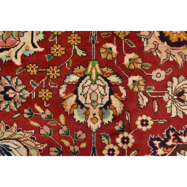 Tabriz Rug 10'2'' X 12'8'' Red Wool Vintage Traditional Hand-Knotted Carpet For Sale - Image 9 of 15