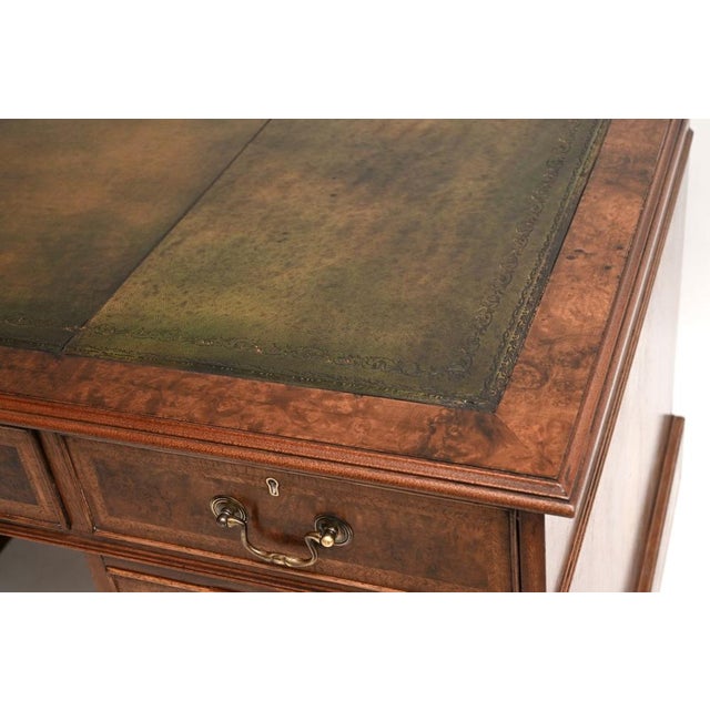 Vintage Pedestal Desk in Burr Walnut with Leather Top, 1960 For Sale - Image 11 of 14