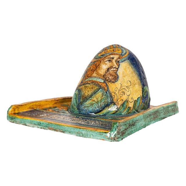 Ceramic Antique Italian Umbria Maiolica Pottery Renaissance Pottery Wall Planters - Set of 2 For Sale - Image 7 of 11