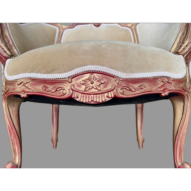 Mid 20th Century Set of 3 Matching Vintage French or Italian Style Petite Bergere Chairs For Sale - Image 5 of 12