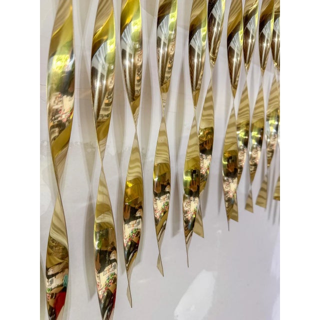 Curtis Jere Signed Wave Kinetic Helix Shower Wall Sculpture 1987 C.Jere MCM Rare For Sale - Image 6 of 9