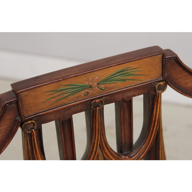 Pair of Vintage Adams Style Painted Arm Chairs For Sale - Image 9 of 18