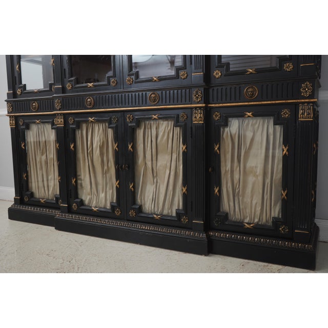 Hickory White Regency Black & Gold Breakfront Bookcase For Sale - Image 12 of 18