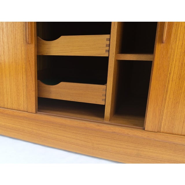 Danish Mid-Century Modern Teak Credenza Tambour Doors Hutch For Sale - Image 6 of 12