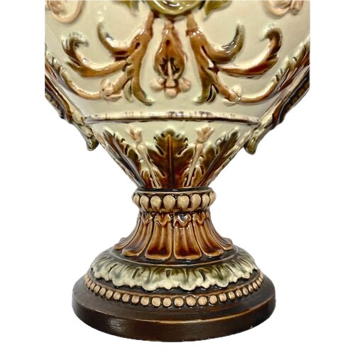 Antique Majolica Classical Style Gryphon Vase For Sale - Image 10 of 10