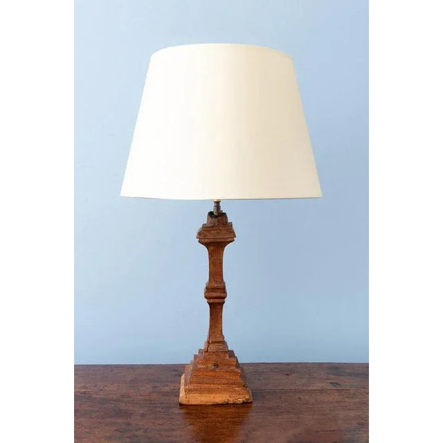 Carved Wood Stepped Table Lamp, 18th Century For Sale - Image 11 of 11