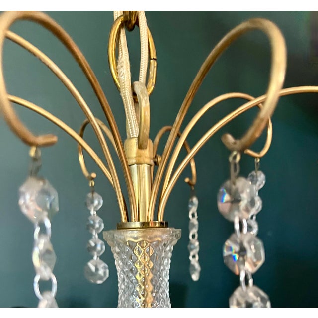Mid-20th Century Eight Arm French Brass and Crystal Chandelier, Circa 1950 For Sale - Image 10 of 12