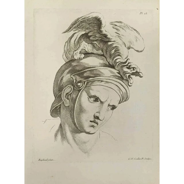 Portrait after Raphael is an etching realized by Nicholas Cochin in 1755. Signed in the plate. Good conditions with foxing...