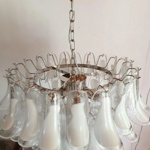 White Murano Glass Chandelier Mazzega Style 1980s For Sale - Image 11 of 11