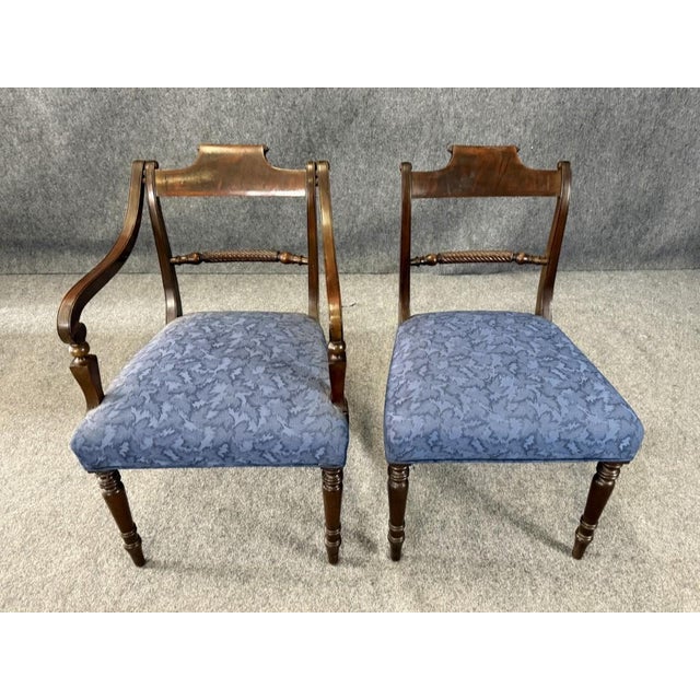 Set of 8 19th Century Solid Mahogany Turned Leg Dining Chairs For Sale - Image 4 of 14
