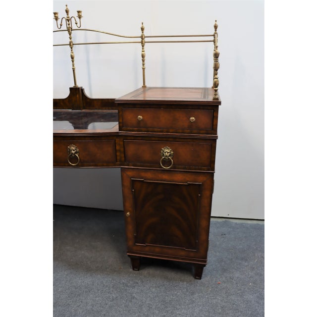 Traditional Maitland Smith Regency Style Mahogany & Leather Sideboard For Sale - Image 3 of 10