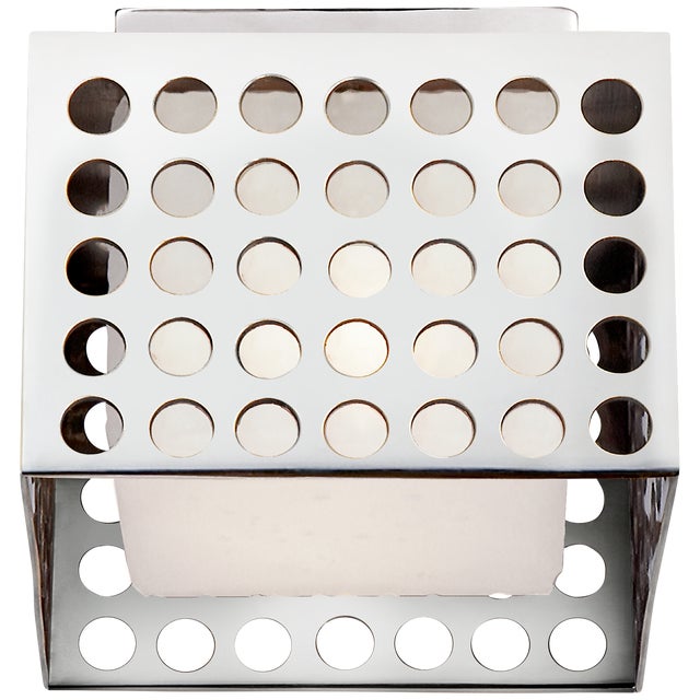 Kelly Wearstler for Visual Comfort Signature Precision Small Square Flush Mount in Polished Nickel with Clouded Glass For Sale