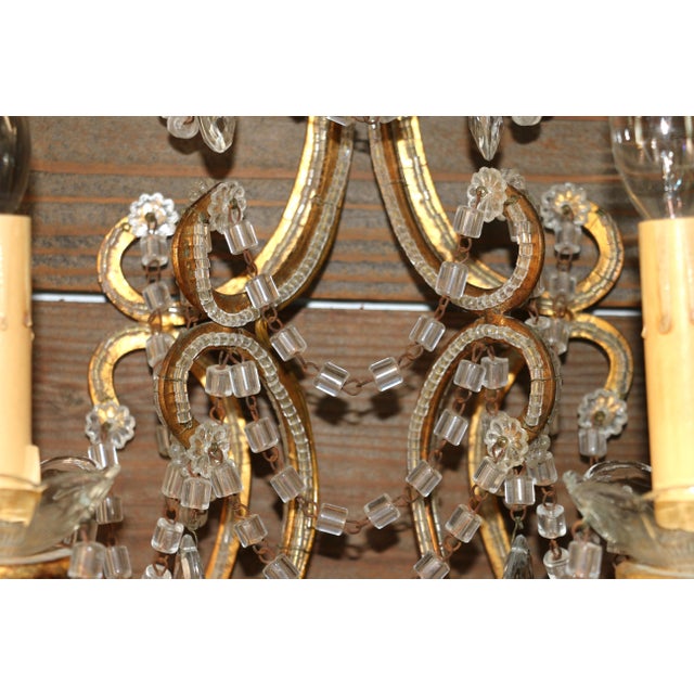 Lights Pair of Italian Beaded Three Light Sconces, C. 1940 For Sale - Image 7 of 12