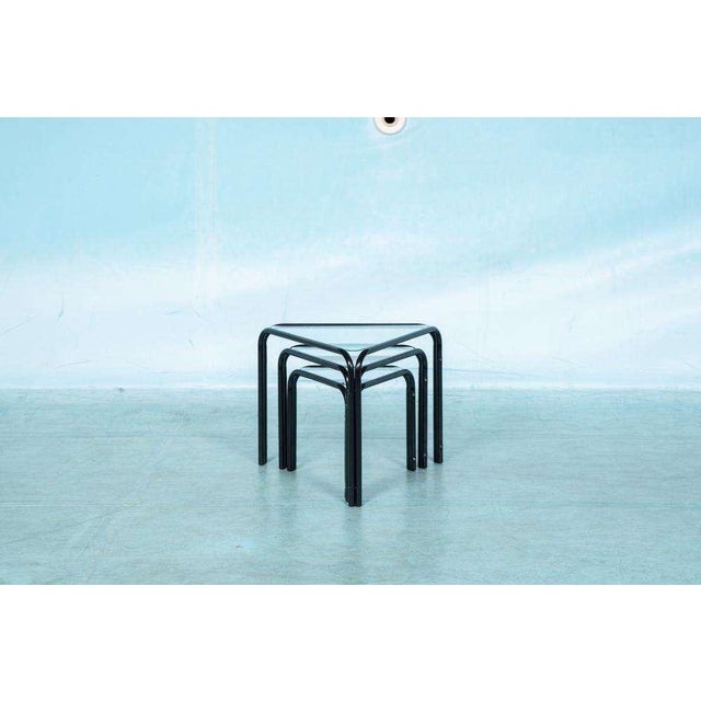 Black Minimalist Triangular Nesting Tables, 1980s, Set of 3 For Sale - Image 8 of 15