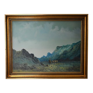 Original Lester Hughes Oil on Canvas, “Untitled (Pack Train)” For Sale