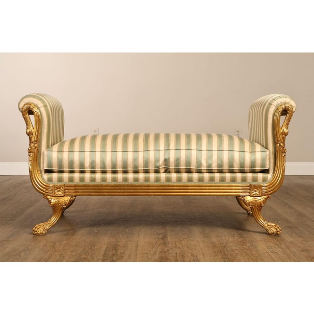 Quality Empire Style Swan Carved Giltwood Upholstered Bench For Sale - Image 18 of 18