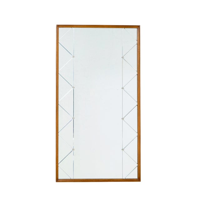 Large Mid-Century Scandinavian Teak Framed Harlequin Wall Mirror, 1960 For Sale - Image 6 of 6
