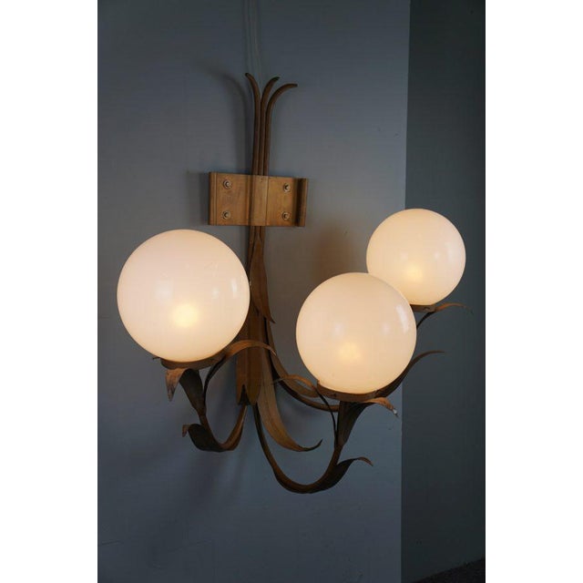 Hollywood Regency Large Floral Wall Lamp For Sale - Image 3 of 16